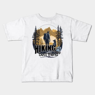 hiking mountains dog adventure Kids T-Shirt